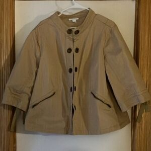 Dressbarn Women Brown 100%Cotton Denim Jacket Sz 18/20 5 hook & eye closure. EUC